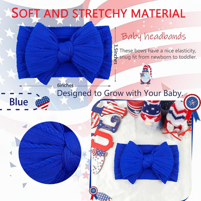 LemonSpace Store Handmade Fall Baby Girls Bows Soft Stretchy Nylon Hair Bands Hair Accessories Baby headbands with Bows for Newborn Baby Girls Infant Toddlers Kids(Blue) - Image 3